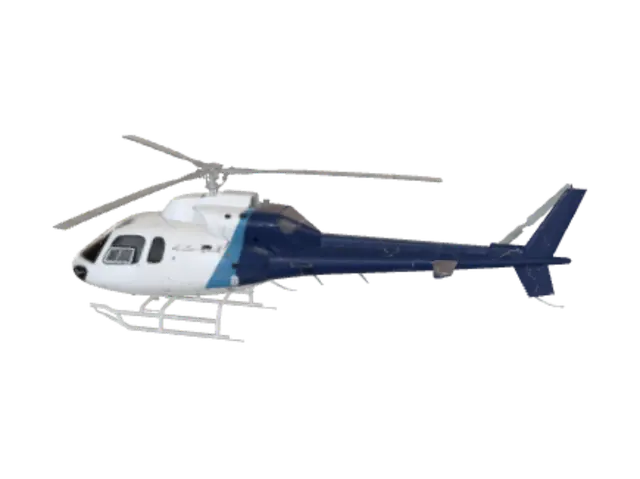 3D model for Blue and White Helicopter in Flight
