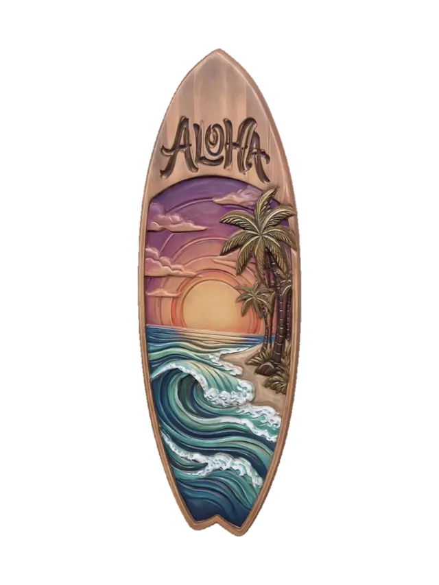Aloha Sunset Surfboard - Vibe 3D model, vytvořený pomocí AI