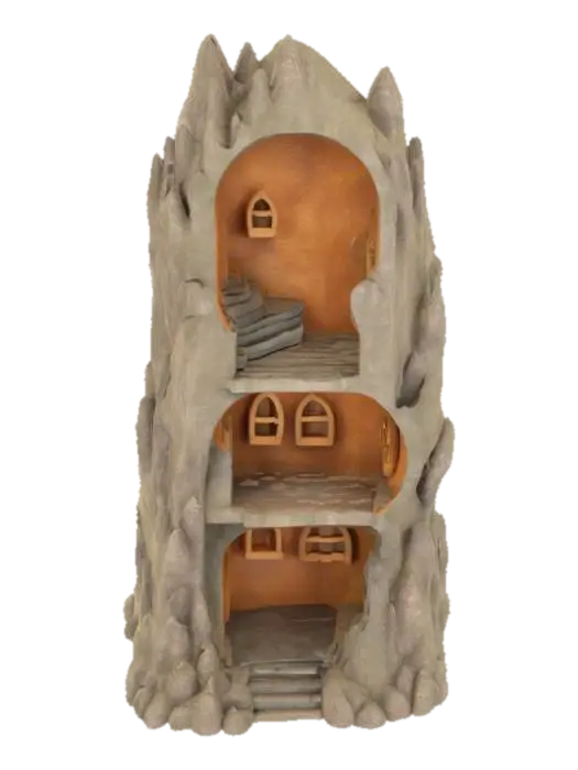 Modèle 3D Corner shelves shaped like mines out of a fairy tale. Flat on the back so it can fit… - Cavern, généré par IA