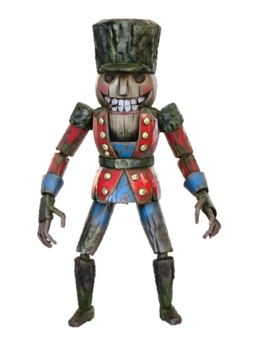 #Christmas2025# A grotesque nutcracker soldier, carved from dark, gnarled wood… 3D model, vytvořený pomocí AI