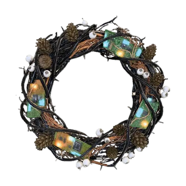 #Christmas2025# A festive Christmas wreath, woven from thorny, dark vines instead… - Spiderweb 3D model, vytvořený pomocí AI