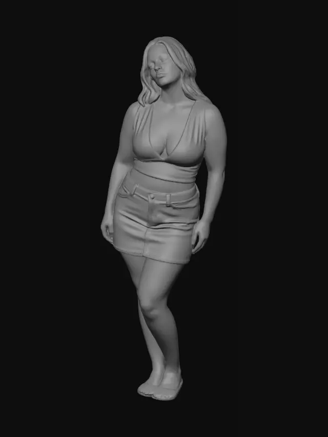 3D model for Studio Portrait with Denim Skirt