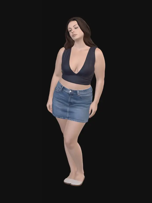 3D model for Studio Portrait with Denim Skirt