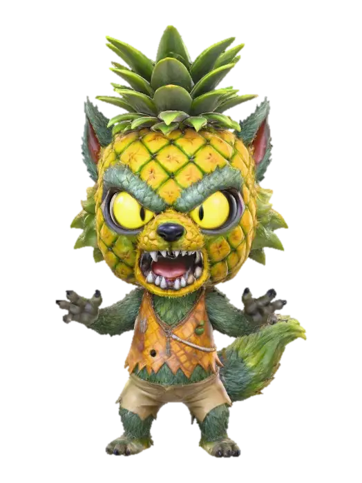 3D model for #Halloween2025#, Pineapple/werewolve, Chibi,horror