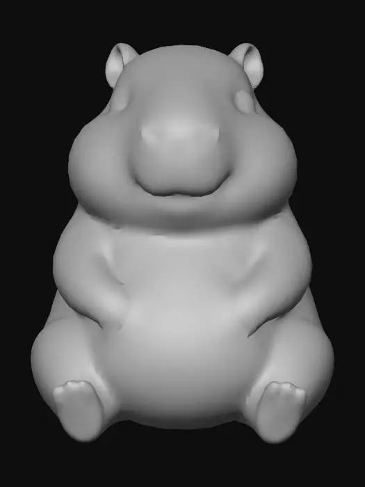 3D model for 제시된 이미지처럼 스타일과 컨셉을 동일하게 유지하고 앉아 있는 귀여운 카피바라 일러스트를 그려줘