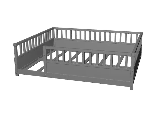 3D model for White Wooden Bed with Guard Rails