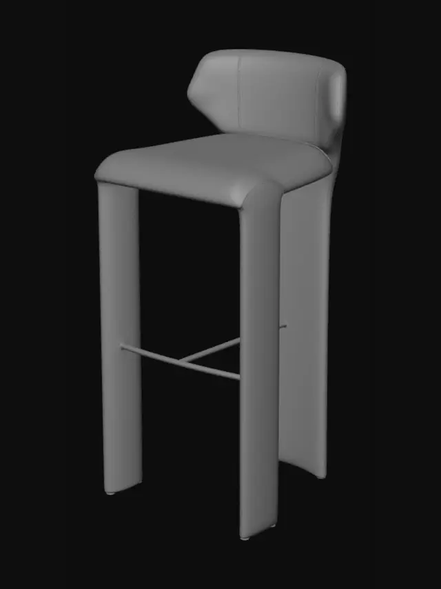 3D model for Cognac Leather Bar Stool