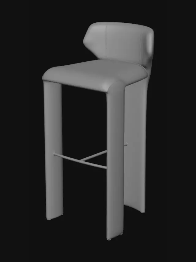 3D model for Cognac Leather Bar Stool