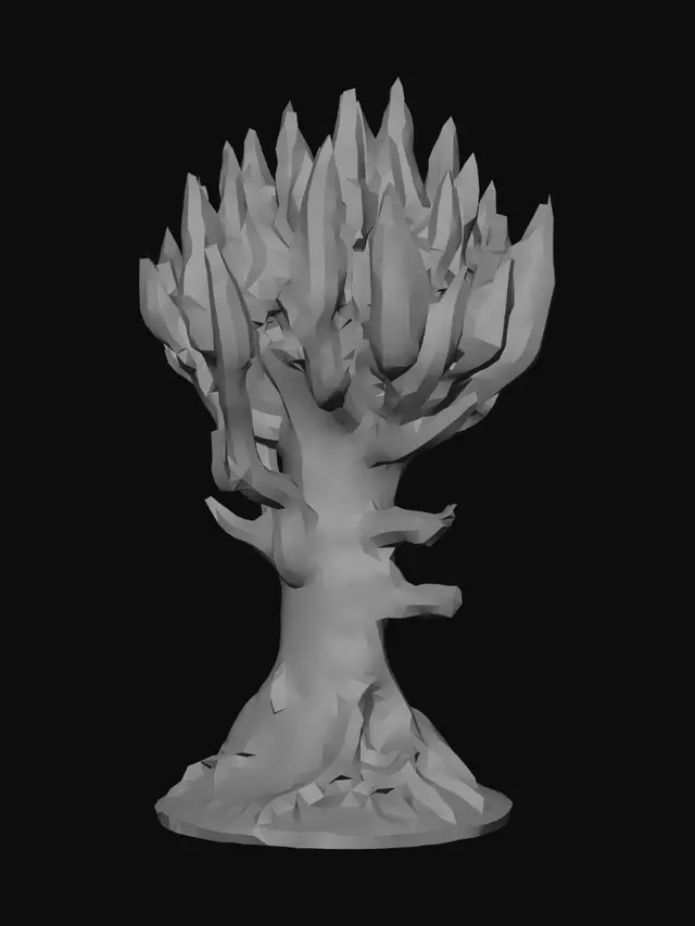 3D model for A sturdy tree made of jagged obsidian