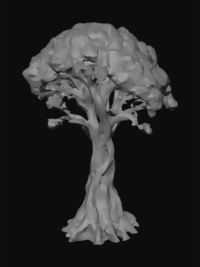 3D model for A sturdy tree made of jagged obsidian