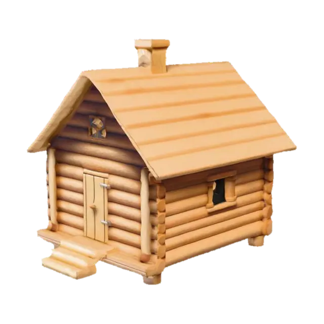 A simple wooden log cabin toy - Play 3D model, vytvořený pomocí AI