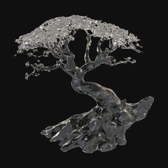 3D model for A sturdy tree made of jagged obsidian