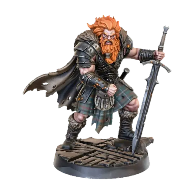 Dwarven Warlord with Greatsword 3D model, vytvořený pomocí AI