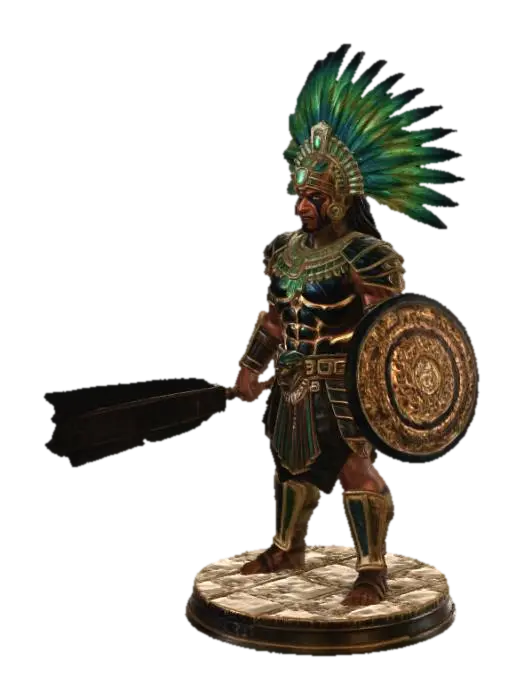 Emerald Plumed Warrior - Azteca 3D-model, gegenereerd door AI
