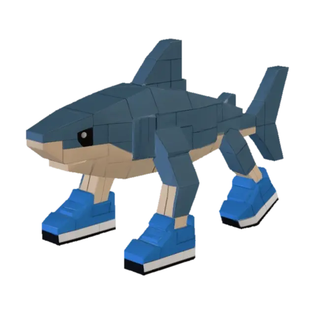 Brick Shark - Brainrots 3D model, vytvořený pomocí AI