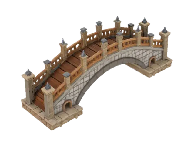 Arched Stone Bridge 3D model, vytvořený pomocí AI