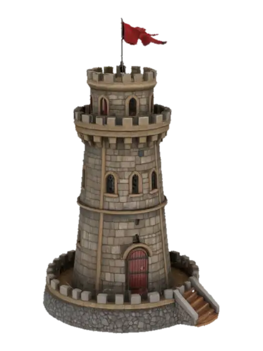 Medieval Watchtower - Tower 3D model, vytvořený pomocí AI