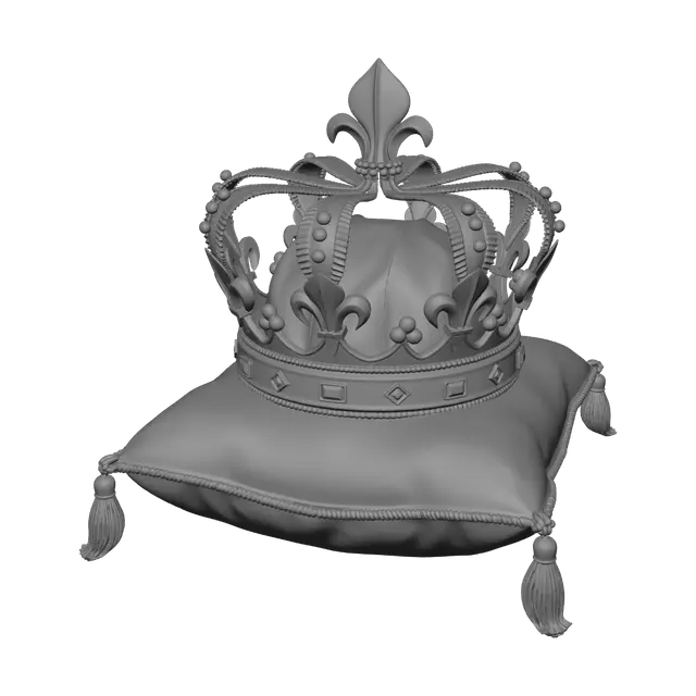 3D model for Royal Crown on a Blue Cushion