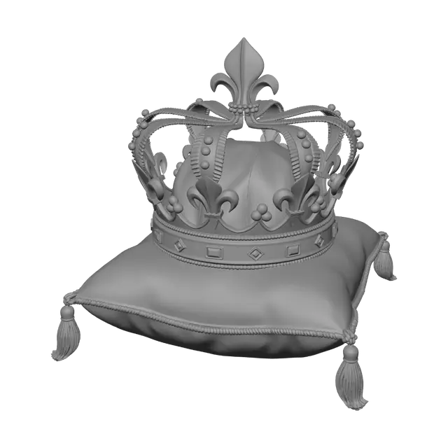 3D model for Royal Crown on a Blue Cushion