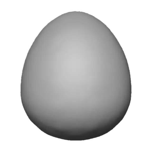 3D model for cave egg, darkish yellow - green in color, dotted with a lot of dark spots