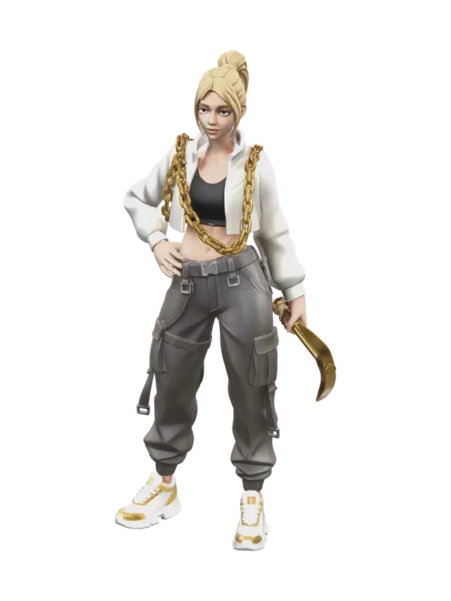 Realistic Aura Fortnite - Battlepass 3D model, vytvořený pomocí AI
