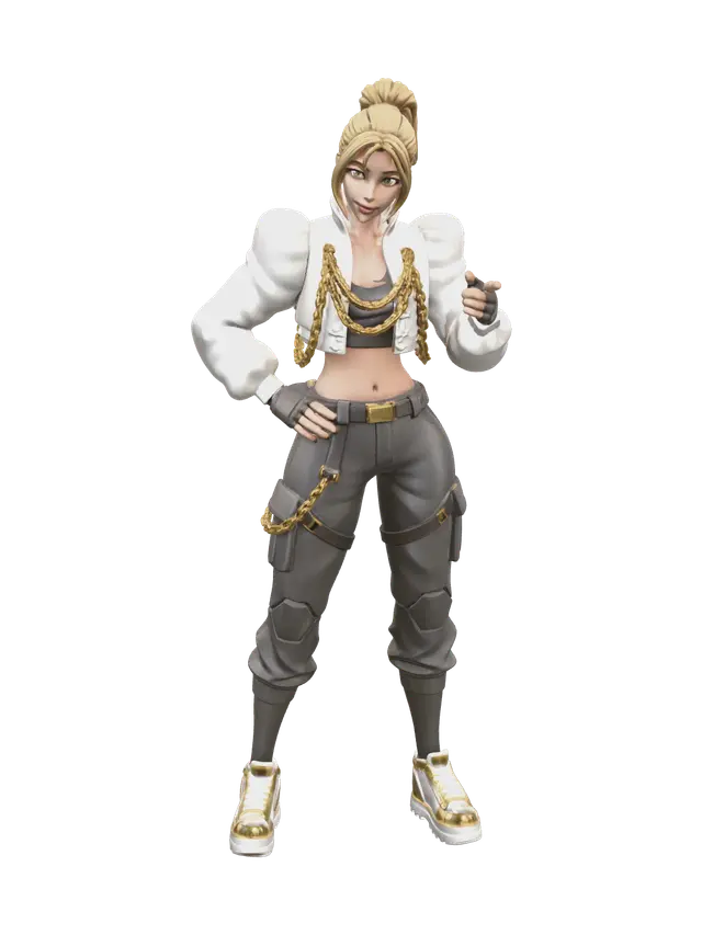 Realistic Aura Fortnite - Battlepass 3D model, vytvořený pomocí AI