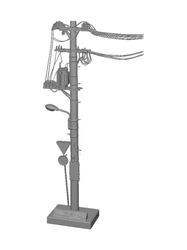 3D model for Front View of a Standard Concrete Pole