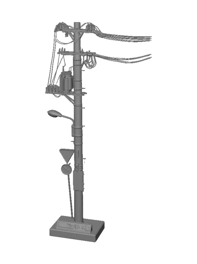 3D model for Front View of a Standard Concrete Pole