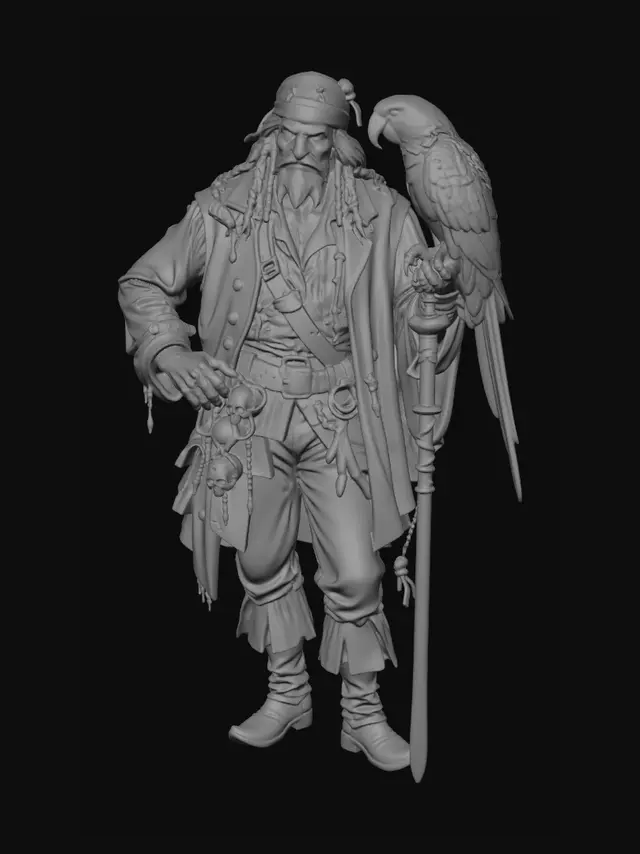 3D model for Pirate Captain and Parrot