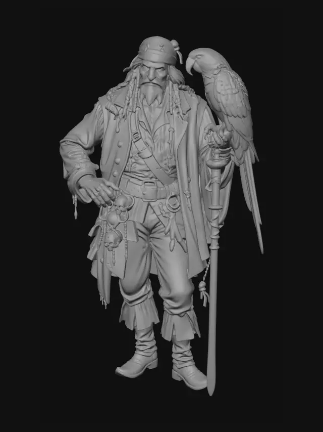 3D model for Pirate Captain and Parrot