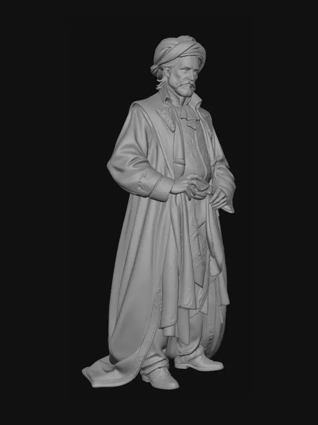 3D model for Turbaned Nobleman in Embroidered Robes