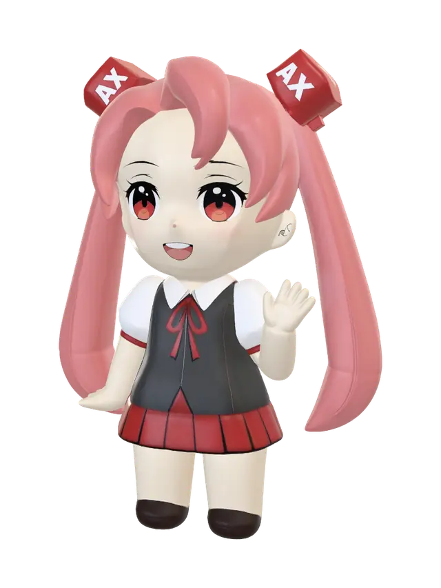 Pink Haired Balloon Idol - Cuteface 3D model, vytvořený pomocí AI