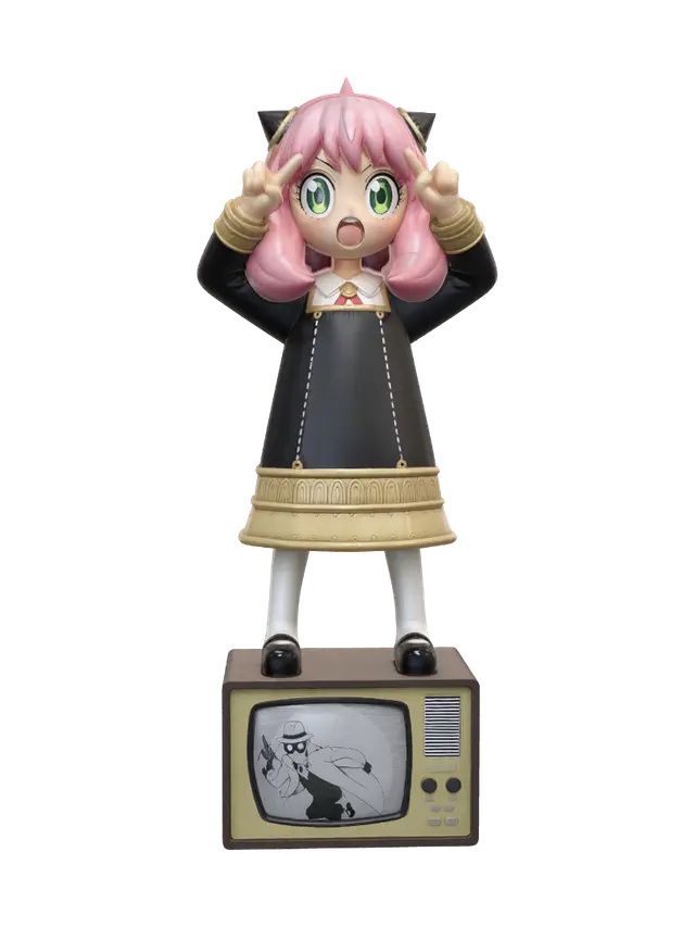 3D model for Pink Haired Peace Sign Princess on a Retro TV