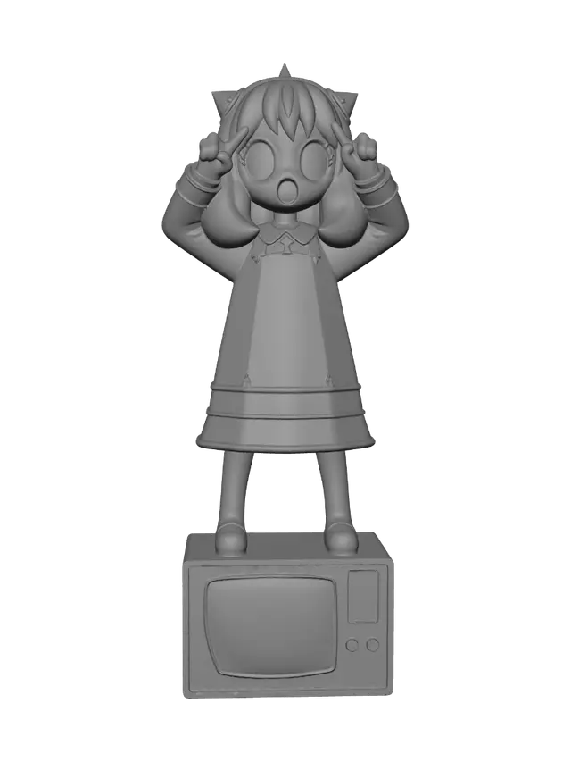 3D model for Pink Haired Peace Sign Princess on a Retro TV