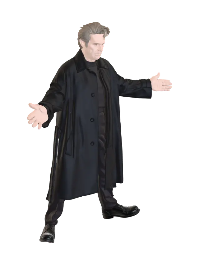 ator Willem Dafoe - Dramaticlighting-3D-modell, genererad av AI