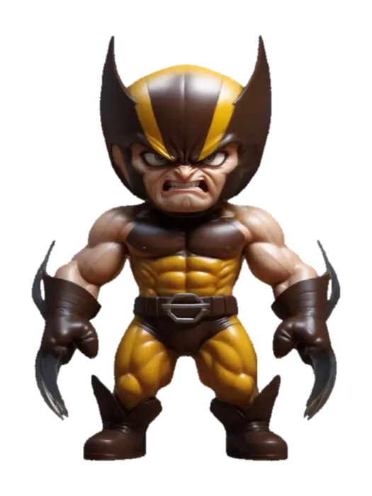 Wolverine. Muscular body. Menacing expression. Chibi art style.… - Masculine 3D model, vytvořený pomocí AI
