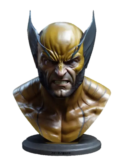 Bust , Ultra Realistic,, Stylised, Wolverine bust, from the X-Men.with vengeance… 3D model, vytvořený pomocí AI