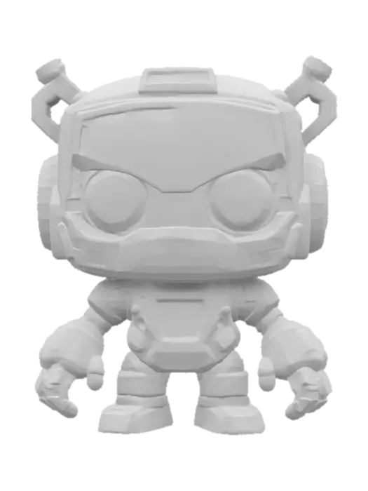 3D model for Robot,Chibi art style. Hand painted designer Vinyl collectible. Clearly defined facial features. Highly detailed. Highly stylized. Ensure all walls and features are at least 2mm thick. Include bold, recessed features with a depth of at least 2mm. Maintain sharp, clean lines with no unnecessary fine or jagged edges. Design embossed features to rise at least 2mm above the surface. Recess etched details at least 2mm deep for clarity. Best detailed mesh.