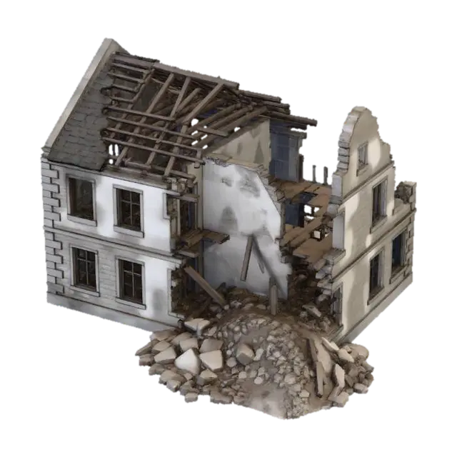 Ruined Structure - Deserted 3D model, vytvořený pomocí AI