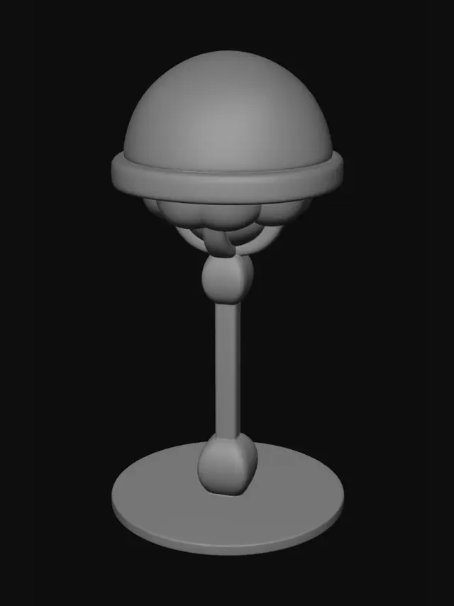 3D model for cute pastel street lamp,
toy city prop,
pink and mint colors,
rounded shapes,
matte plastic material,
simple geometry,
clean white background