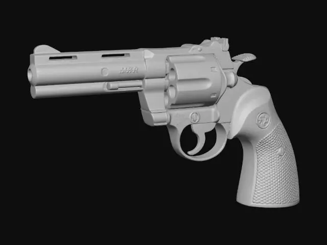 3D model for Long Barrel Revolver