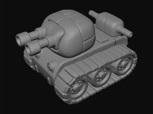 3D model for A 3d cartoon render of a twin barreled tank.