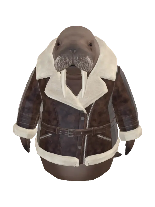 Walrus in a Shearling Jacket - Aviator 3D model, vytvořený pomocí AI