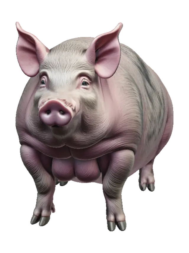 Smiling Swine - Fat 3D model, vytvořený pomocí AI