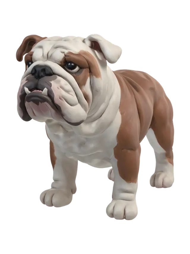 Aardman Animations Rendered Bulldog 3D model, vytvořený pomocí AI