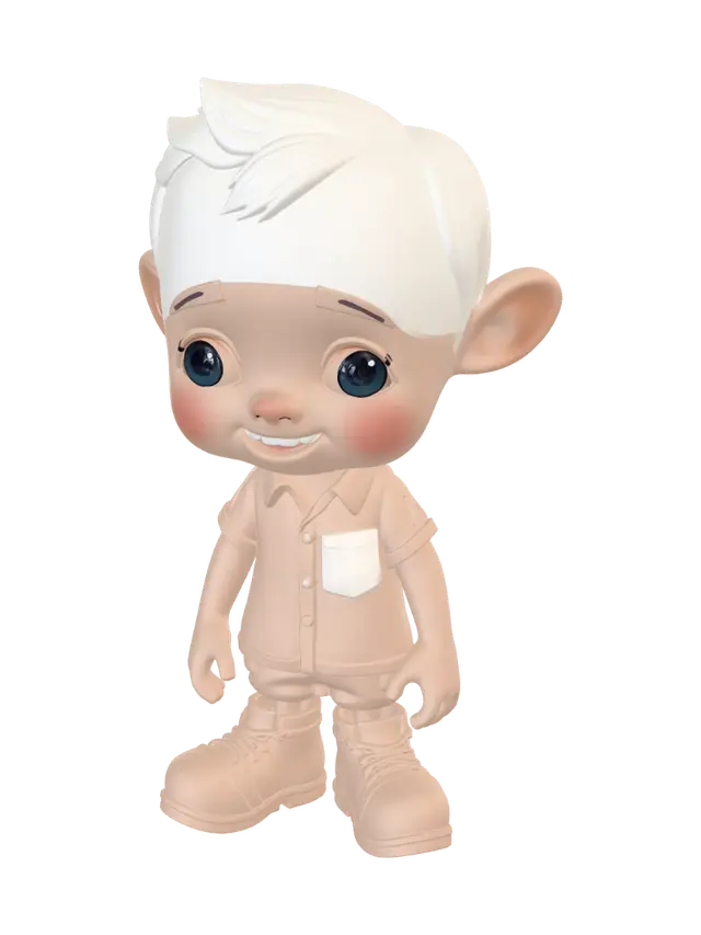 3D model for Make a tiny guy with two legs and one big head