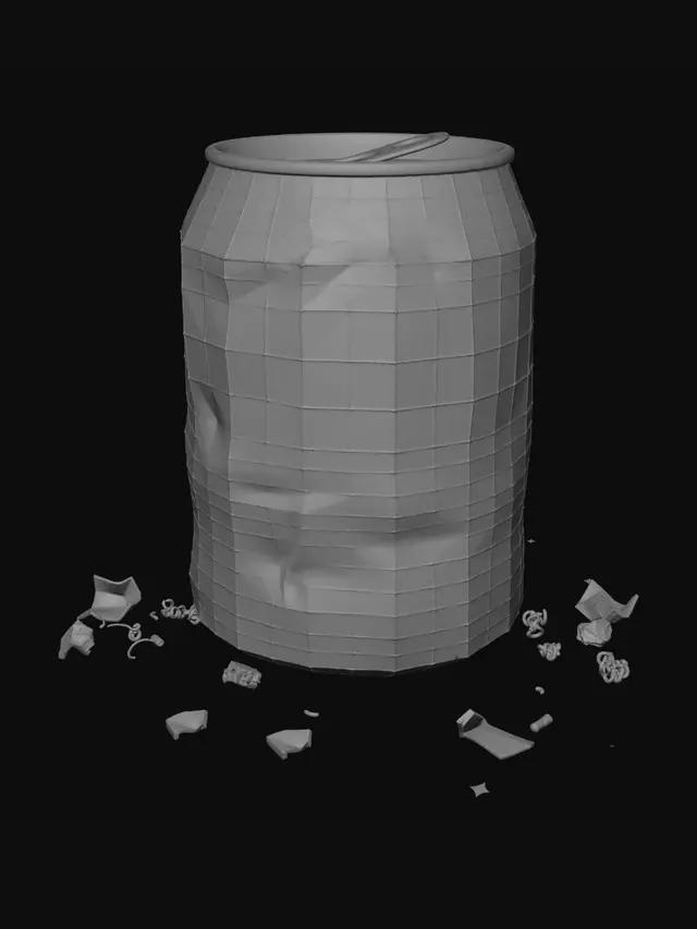 3D model for Crushed Soda Can in Wireframe