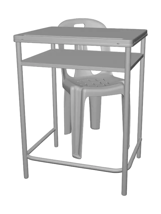 3D model for Blue Desk and White Chair