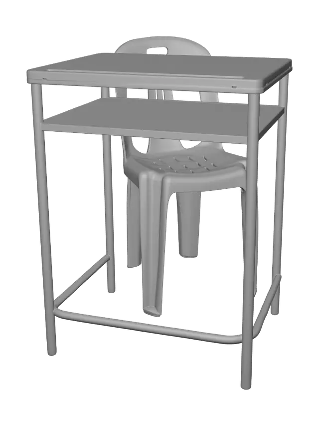 3D model for Blue Desk and White Chair