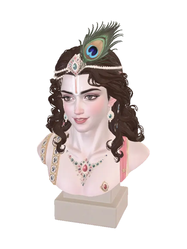 Sri krishna statue - Peacock 3D model, vytvořený pomocí AI